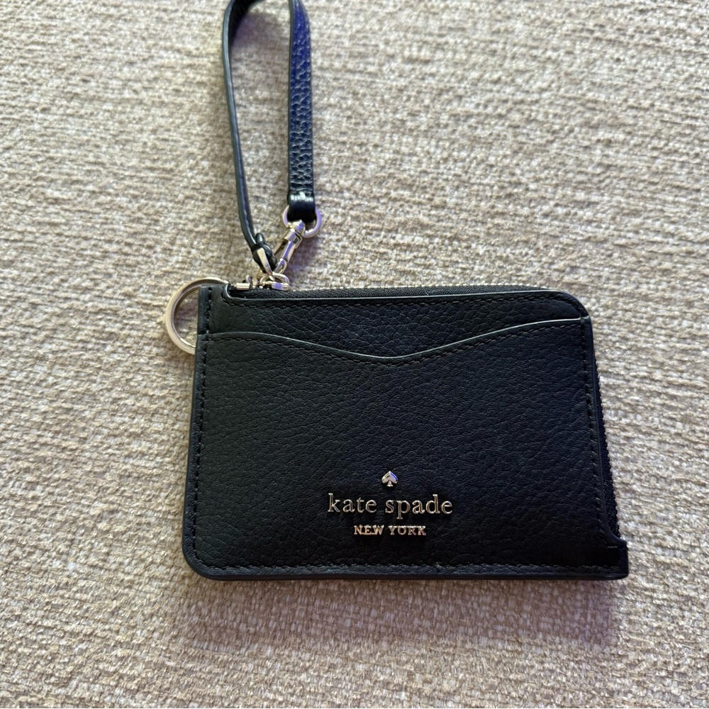 Kate Spade Black Leather pebbled Card Holder